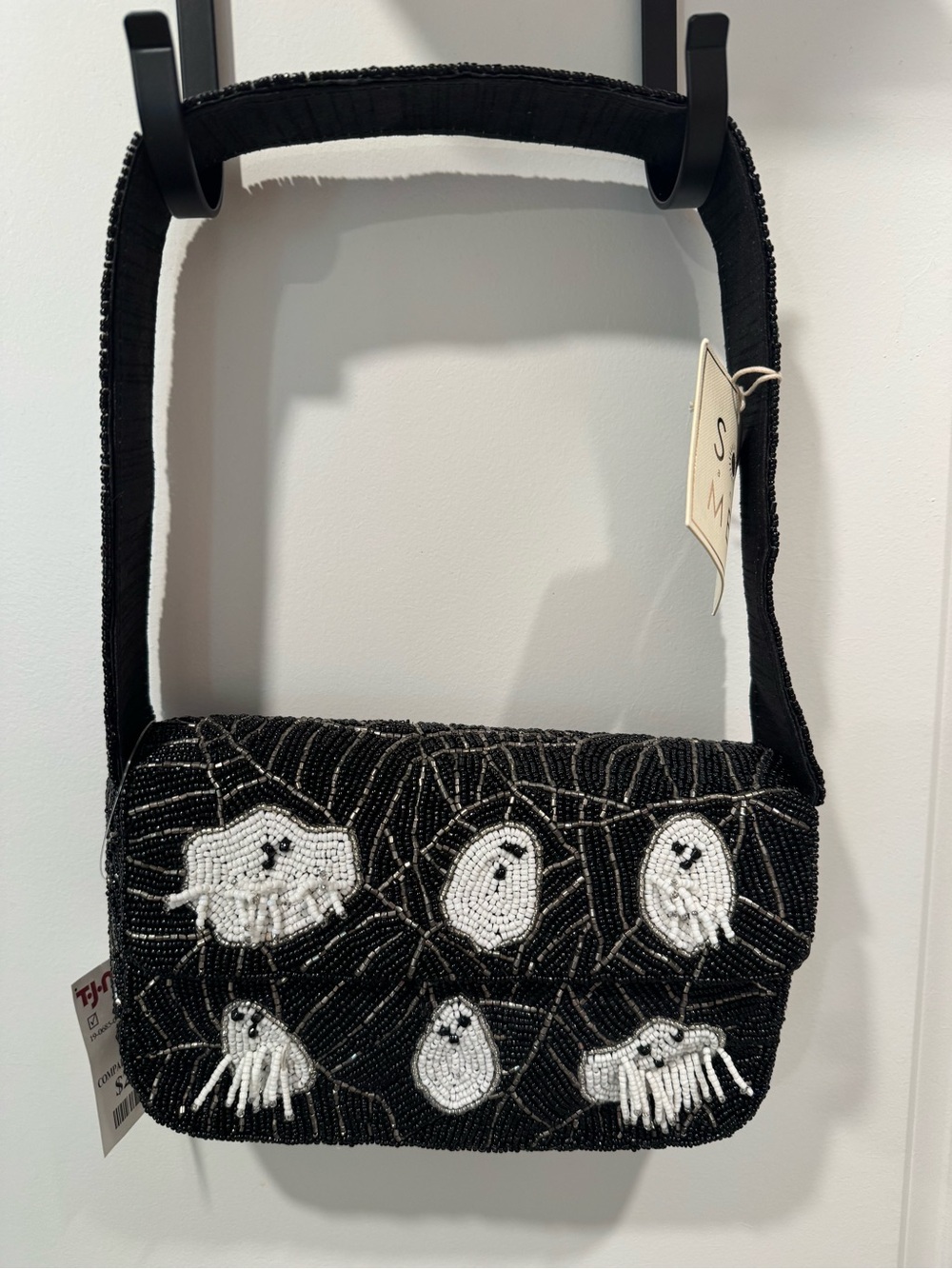 Viral Rare Black Beaded Ghost Shoulder Bag